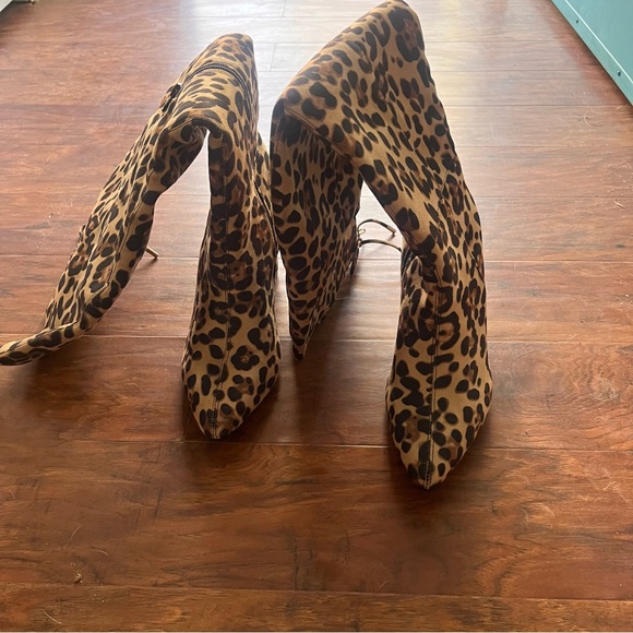 New Leopard Print Thigh High Boots Size 10 - Picture 2 of 9